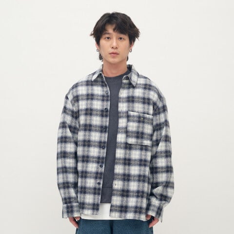 Timelly 刷毛格紋襯衫