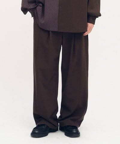 Timelly 西料拼接寬褲