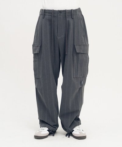 clip by clip 條紋西料口袋軍褲