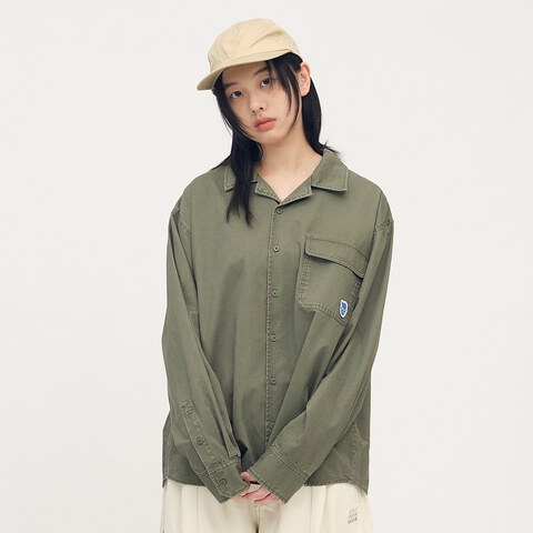 小P社長水洗長袖襯衫