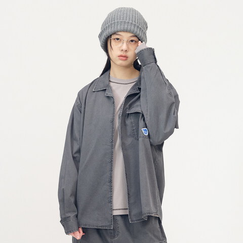 小P社長水洗長袖襯衫