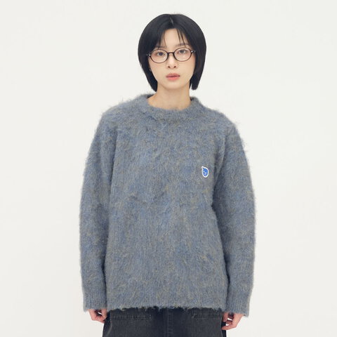 小P社長毛絨針織圓領毛衣