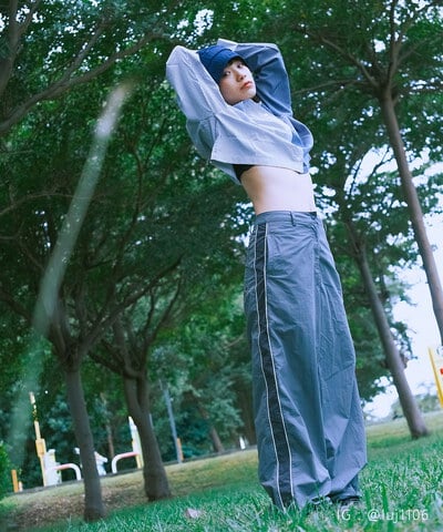 小P社長拼接寬褲