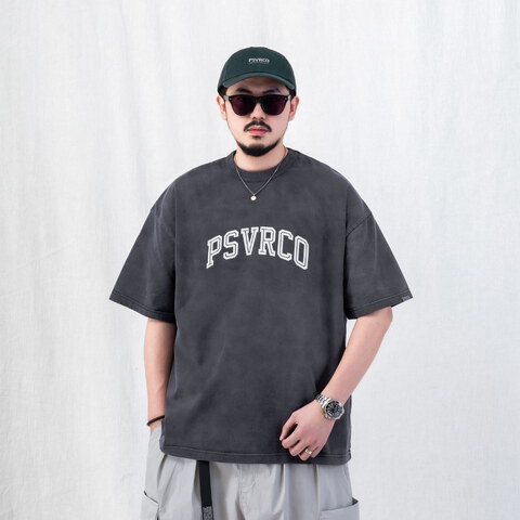 裂紋圖樣水洗TEE CRACKED-EFFECT WASHED T-SHIRT