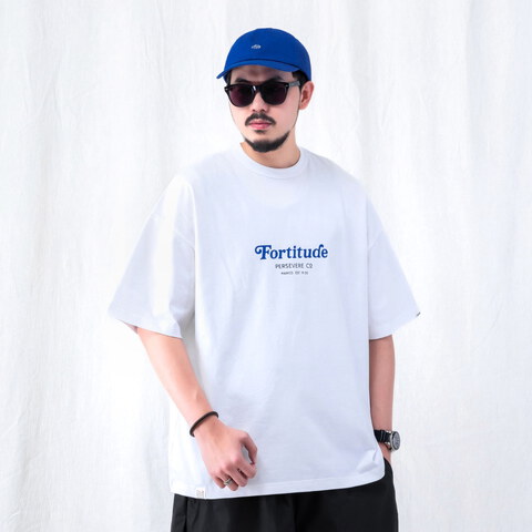 復古棕熊圖像T CHAIN-STITCH EMBROIDERED LETTERING T-SHIRT
