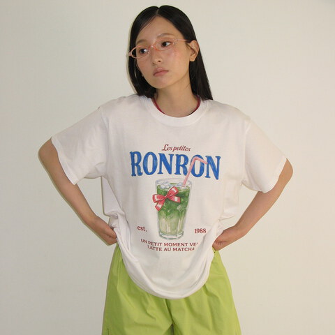 RON0105-262 抹茶圖案上衣 RIBBON MATCHA BASIC FIT T SHIRT
