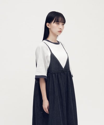竹節棉拼色短袖TEE
