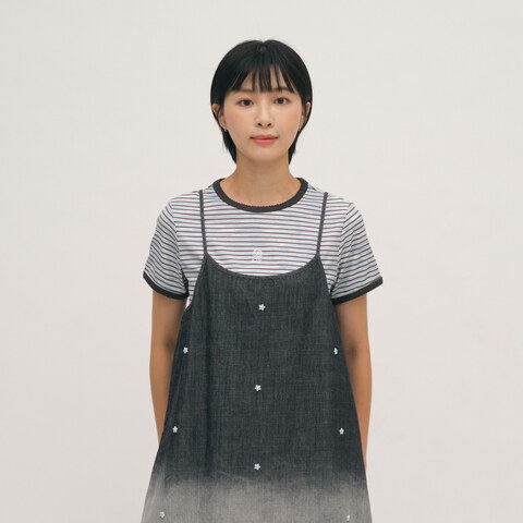 SAA0048-262 蕾絲花邊條紋TEE