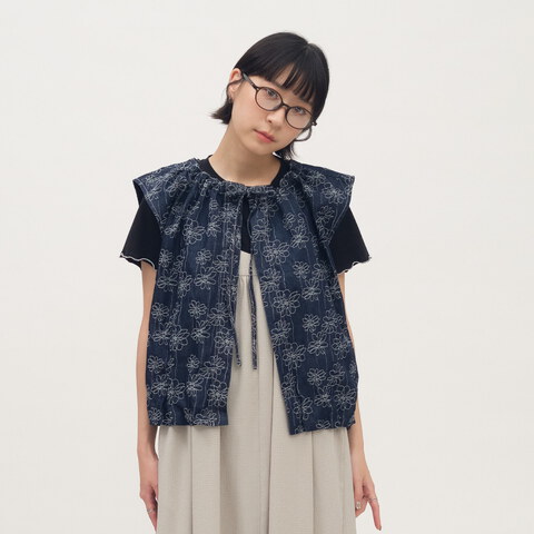 丹寧氣球下擺綁帶背心