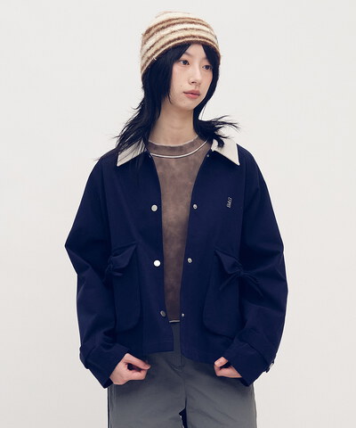 SAA1123-252 拼接領水洗棉外套