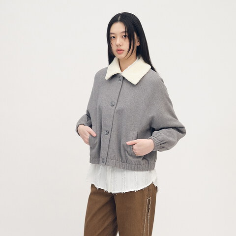 可拆領短版毛呢外套