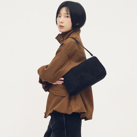 絨面皮感單肩包