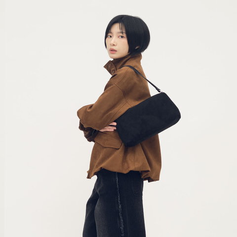 絨面皮感單肩包