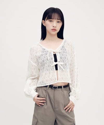 蕾絲綁帶襯衫