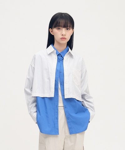 條紋兩截式開釦襯衫