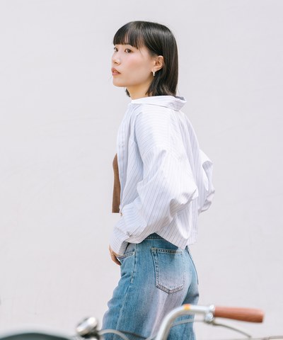 條紋兩截式開釦襯衫