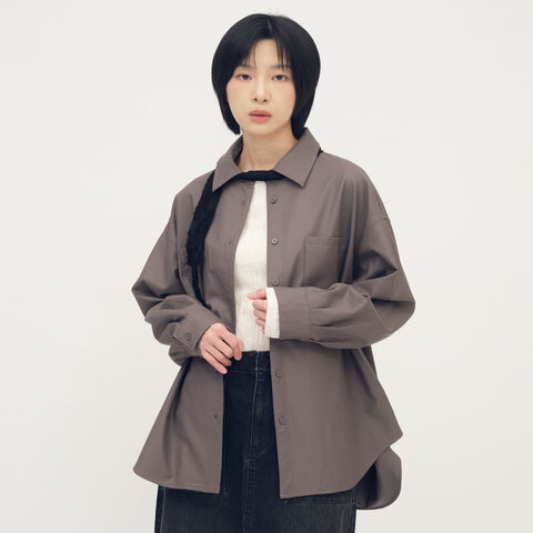 皮感大口袋襯衫