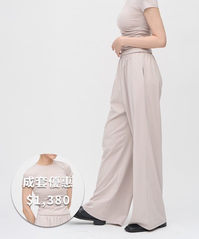 柔滑涼感彈力直筒褲