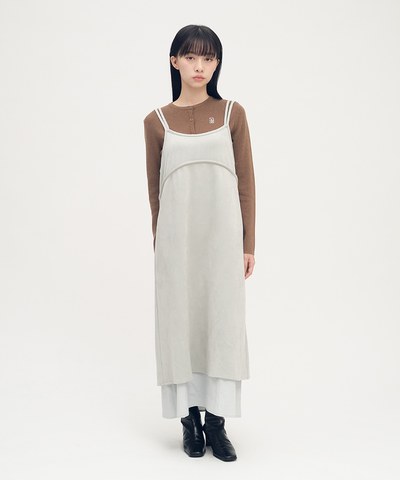 絨面皮感層次洋裝