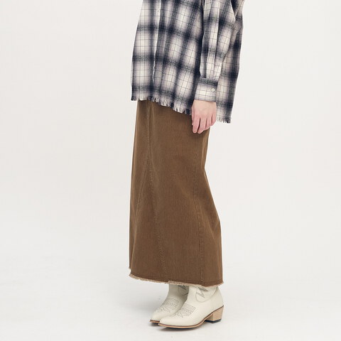 不收邊水洗長裙