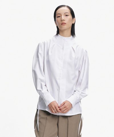 下擺抽繩襯衫 Pleated Collar Drawstring Shirt
