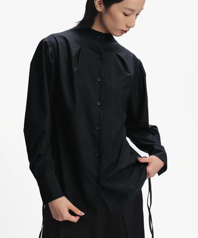 下擺抽繩襯衫 Pleated Collar Drawstring Shirt
