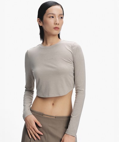短版弧形上衣 Curved Hem Top