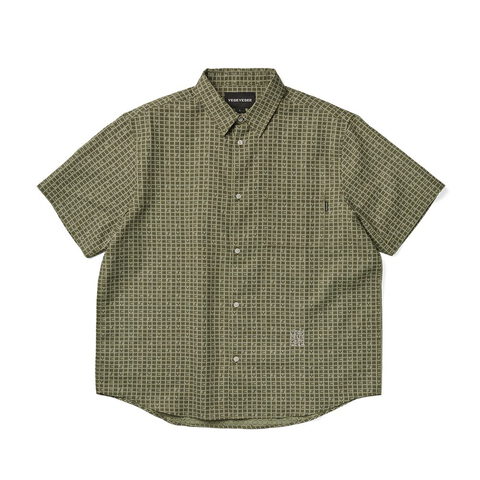 格紋襯衫 Y E S Font Plaid Half Shirt