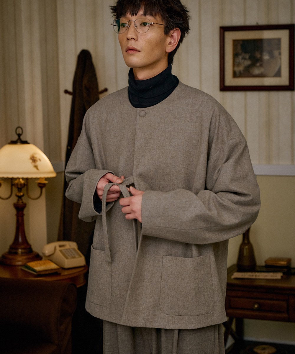 羊毛繫帶外套 unisex wool loop jacket