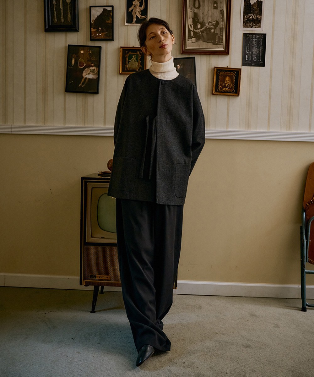 羊毛繫帶外套 unisex wool loop jacket