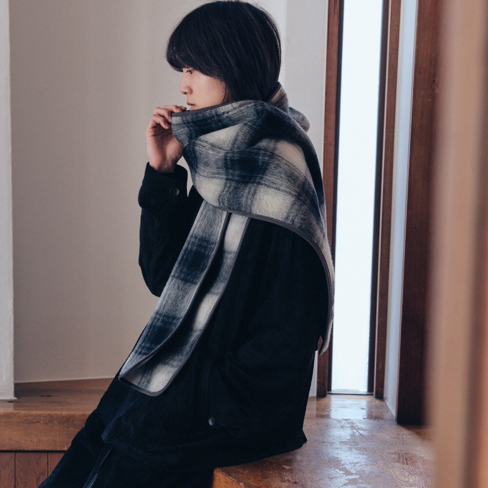 格紋大衣 unisex check alpaca coat