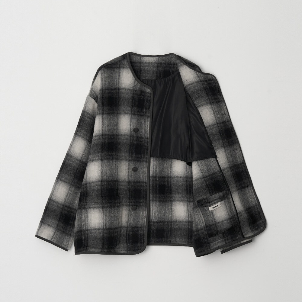 格紋大衣 unisex check alpaca coat