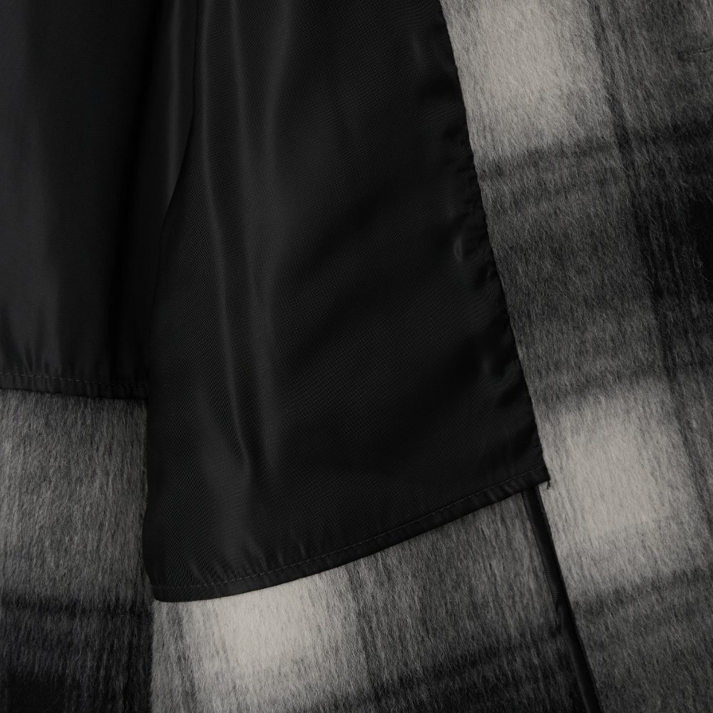 格紋大衣 unisex check alpaca coat