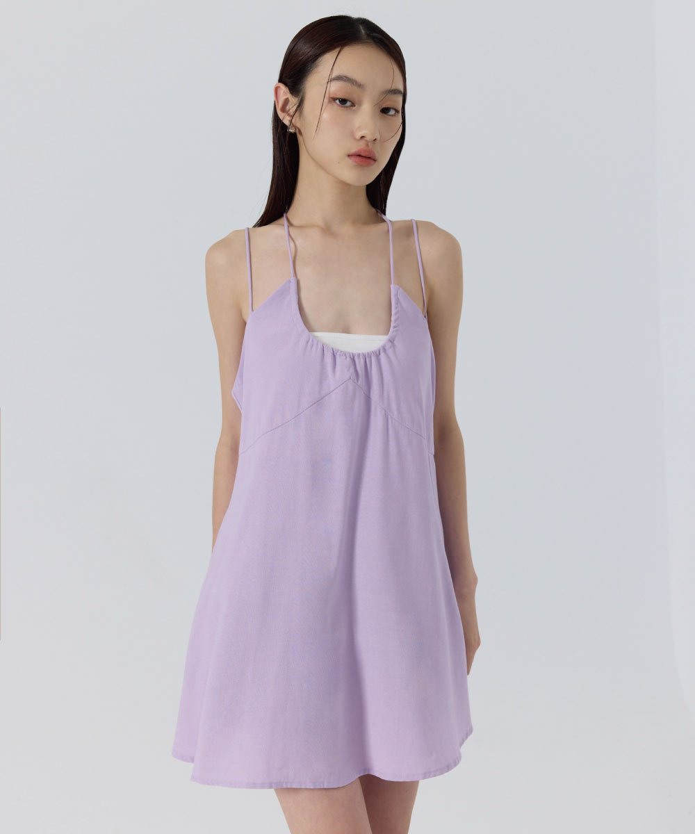 綁繩澎澎短洋裝