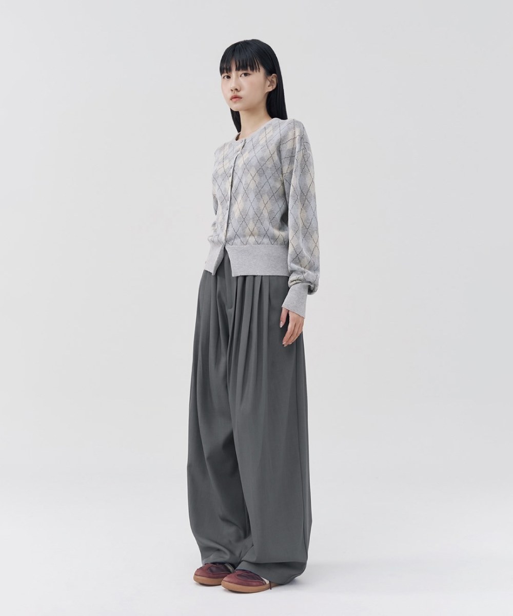 菱格紋針織開襟衫