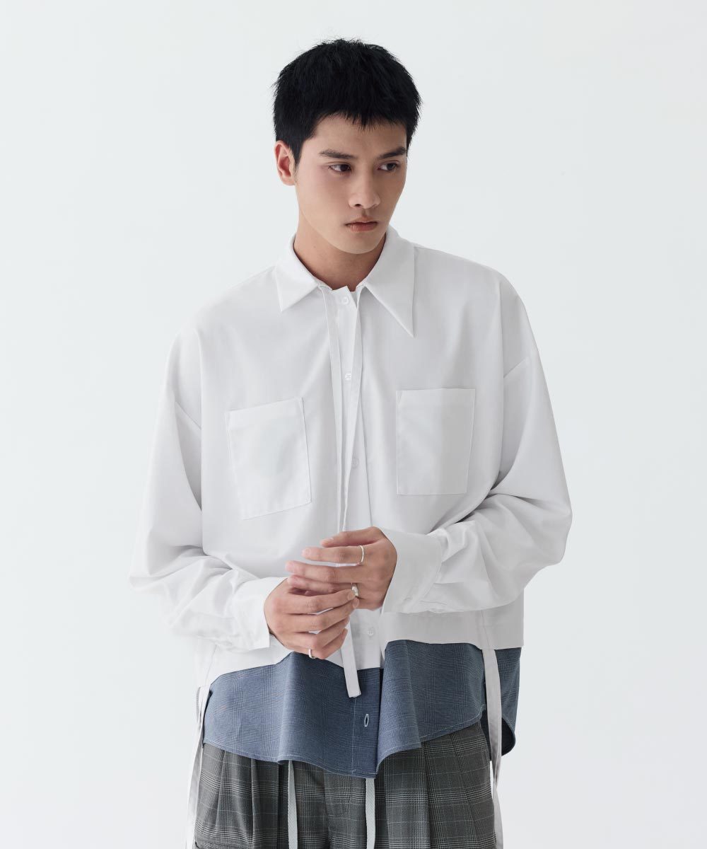 不對稱領襯衫 Loose Panel Tartan Shirt
