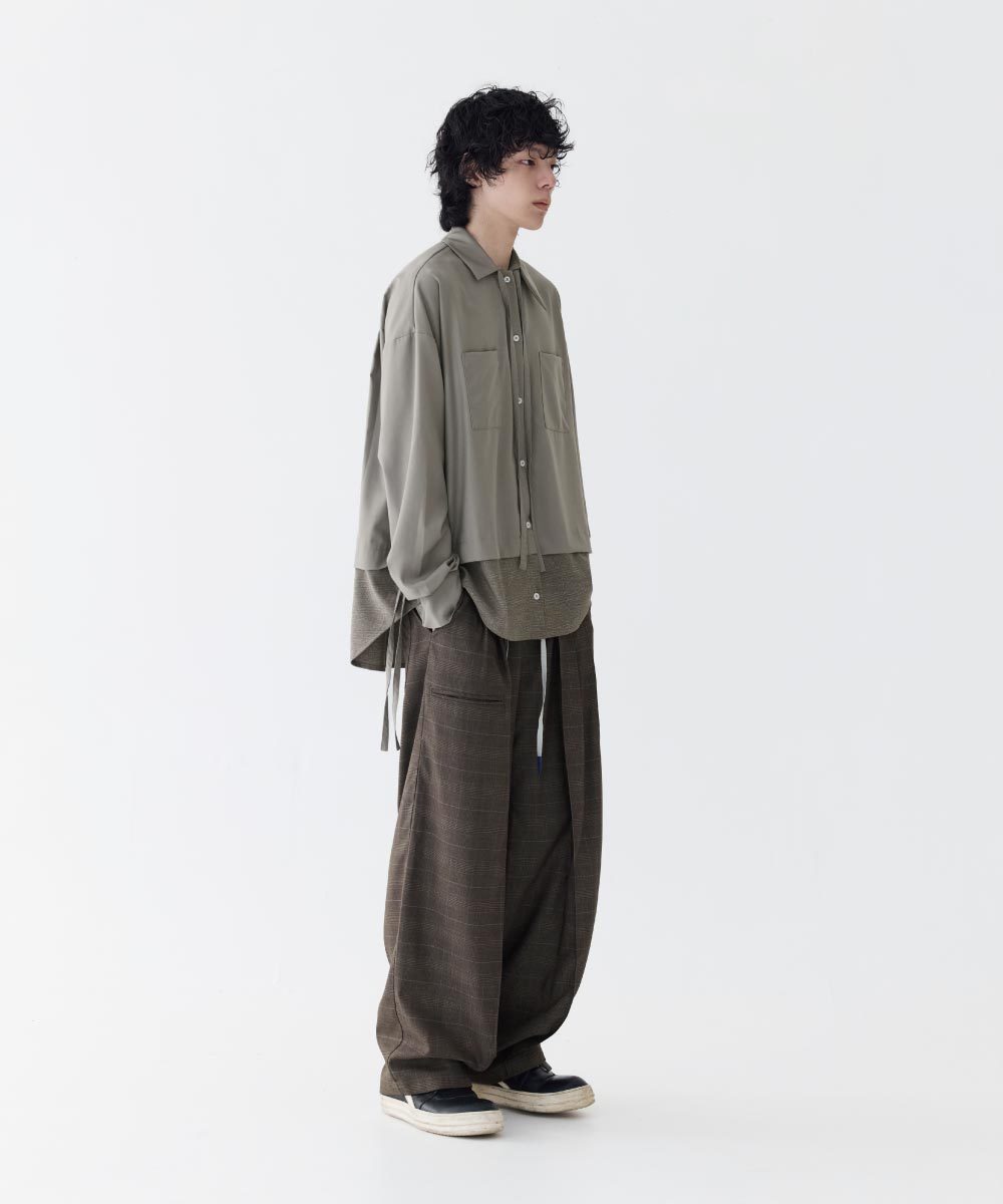 不對稱領襯衫 Loose Panel Tartan Shirt