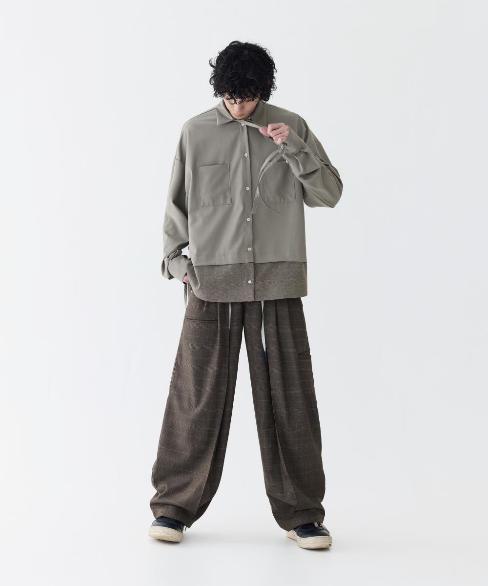 不對稱領襯衫 Loose Panel Tartan Shirt