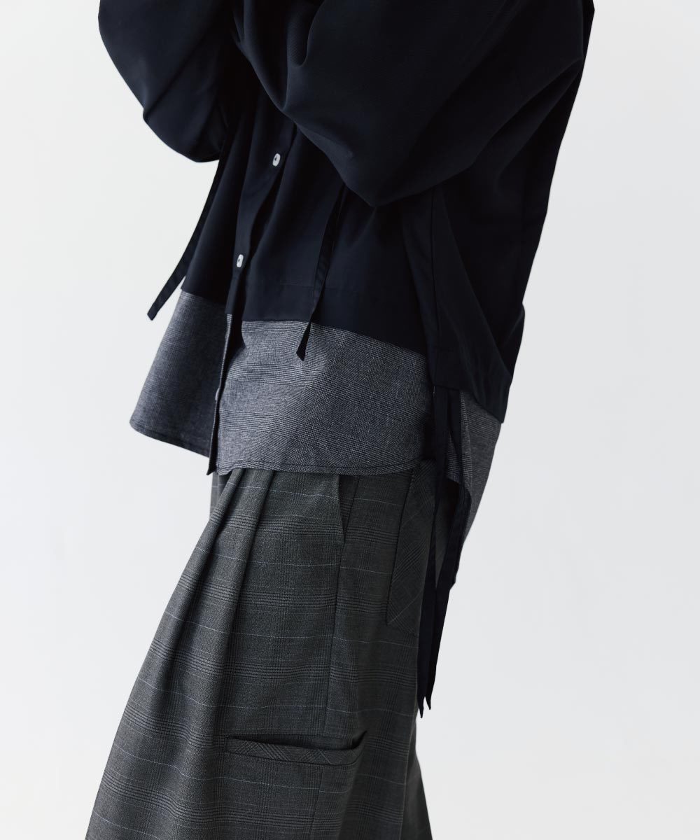 不對稱領襯衫 Loose Panel Tartan Shirt