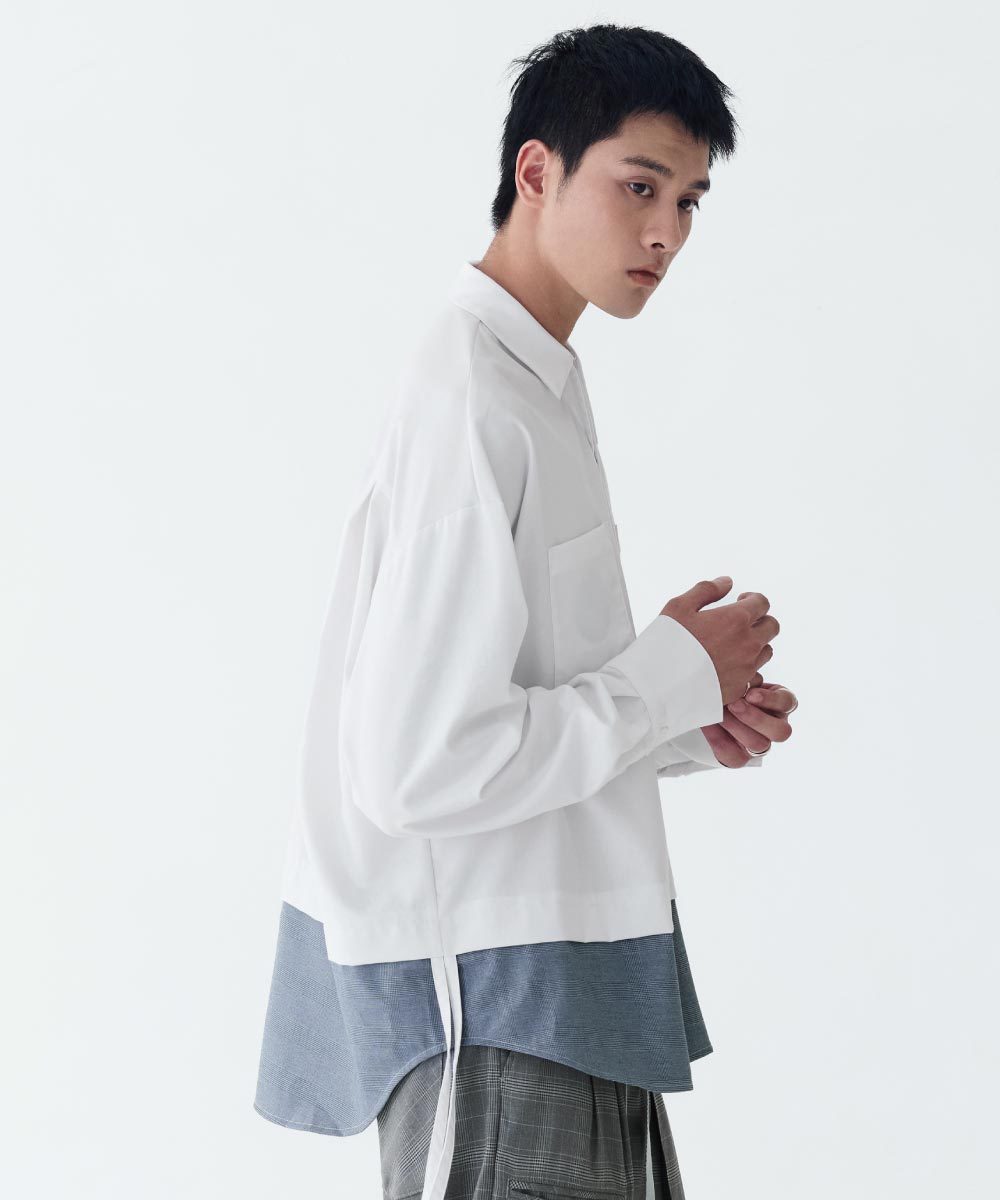 不對稱領襯衫 Loose Panel Tartan Shirt