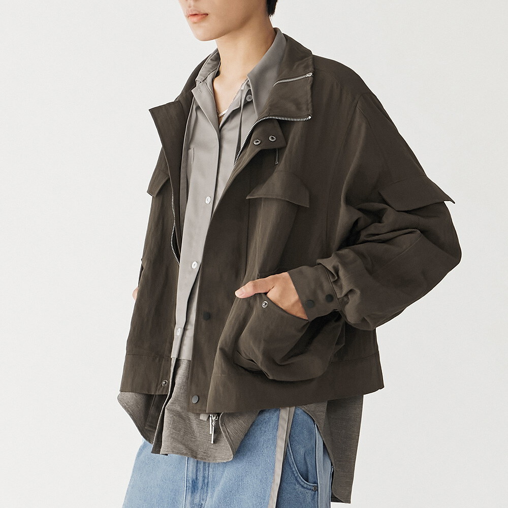 立體口袋拉鍊短外套 Zip up Pocket Short Jacket