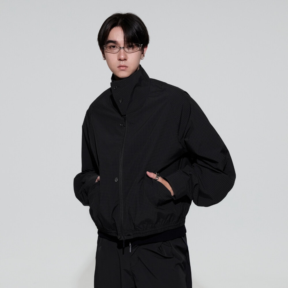 短版立領外套 Plaid Utility Jacket