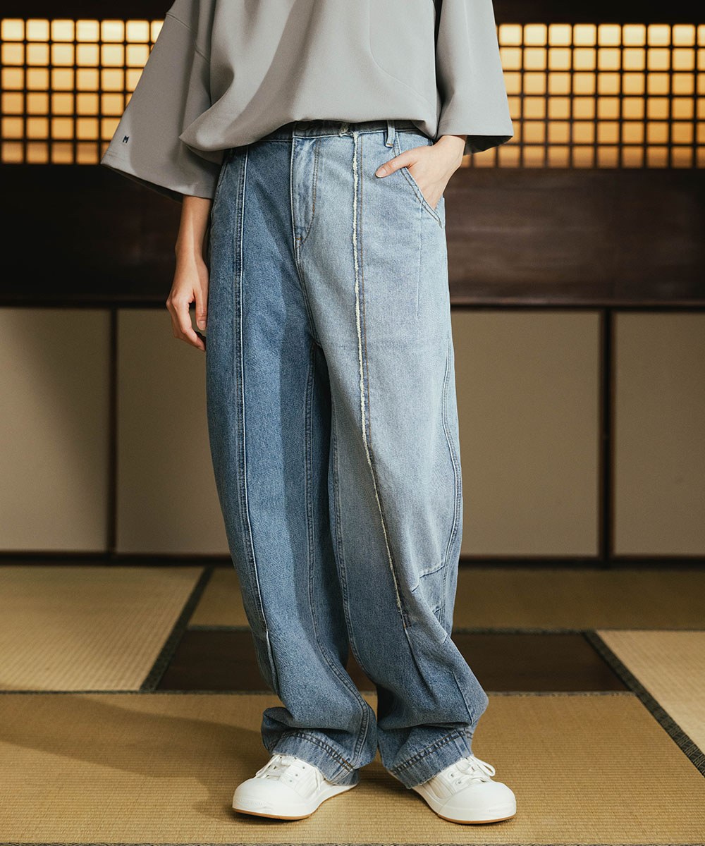 MELSIGN 牛仔長褲 Stitching Fringe Denim