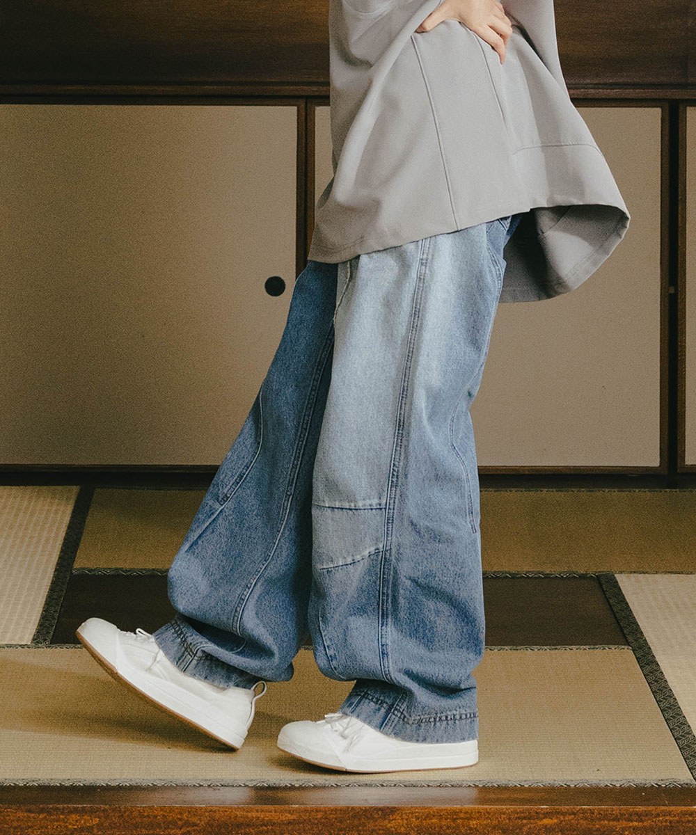 MELSIGN 牛仔長褲 Stitching Fringe Denim