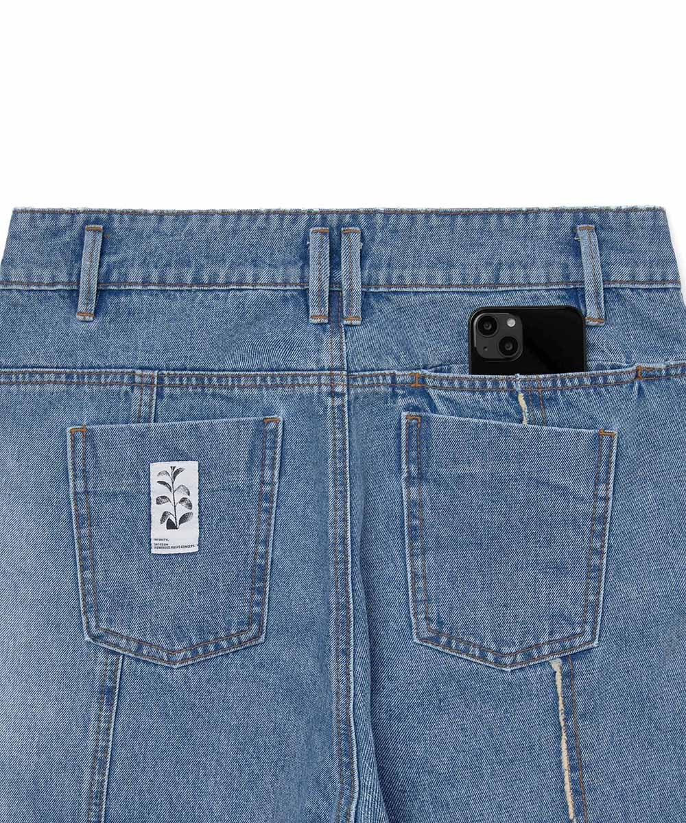 MELSIGN 牛仔長褲 Stitching Fringe Denim