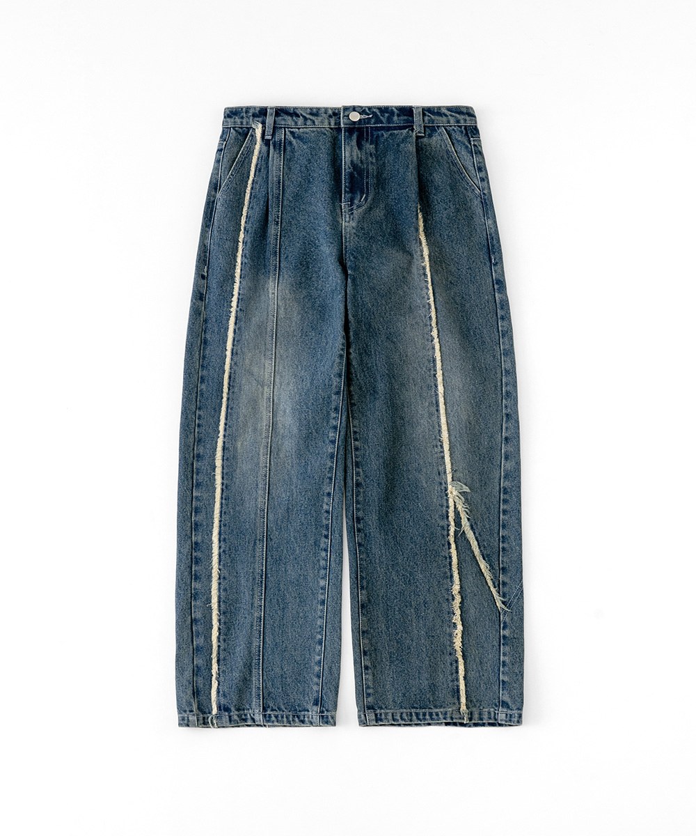 MELSIGN x mouggan 鬚邊丹寧寬管褲