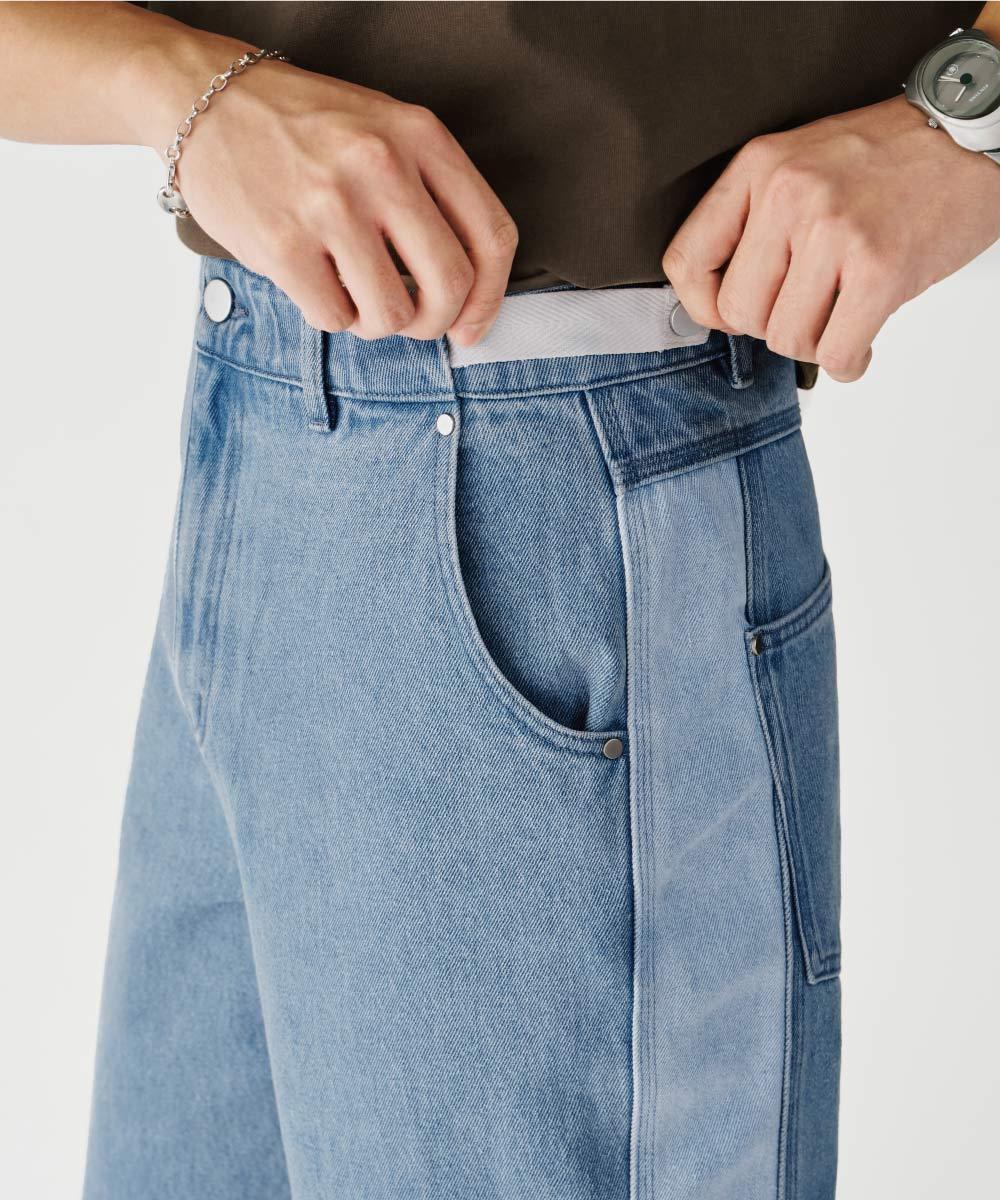 丹寧長褲 Frayed Panel Denim Jeans