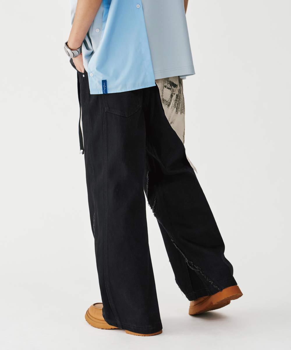 丹寧長褲 Frayed Panel Denim Jeans