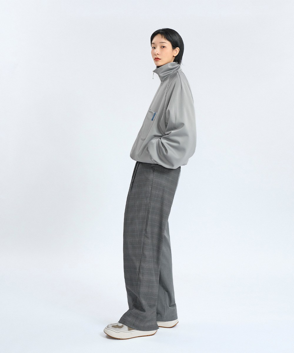 格紋拼接長褲 Asymmetrical Panel Trousers