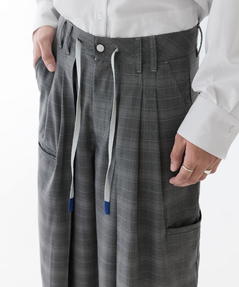 雙褶格紋長褲 Baggy Tartan Trousers X